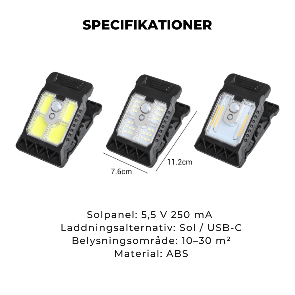✨ Køb 2 nu, få 1 gratis! 🌿 Solcelledrevet klipslanterne med bevægelsessensor – Perfekt til have, altan og terrasse! 🏡