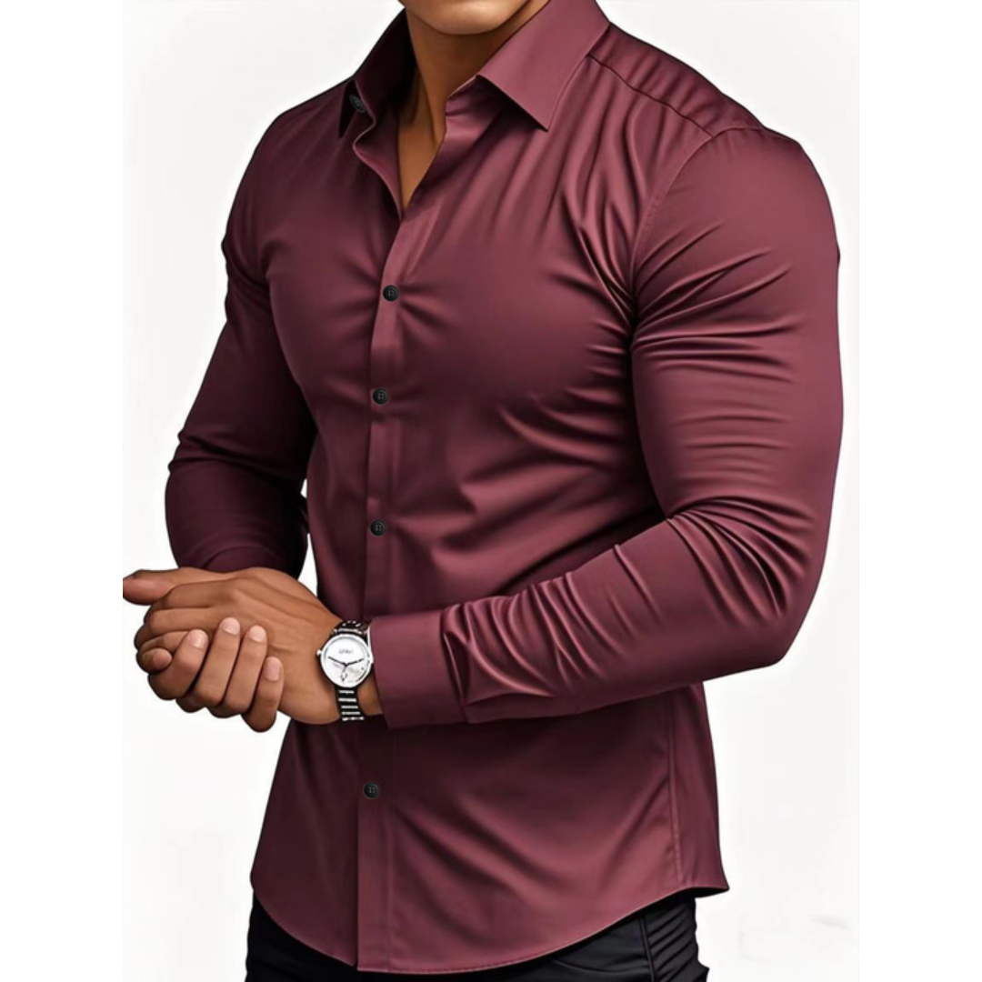 ElitLinje™ ClassicPolo: Herr Långärmad Knapp-Ned Klassisk Poloskjorta