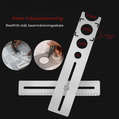 AccuKakel™ Kakelborrmall Linjal – Precisionshål & Exakt Positionering