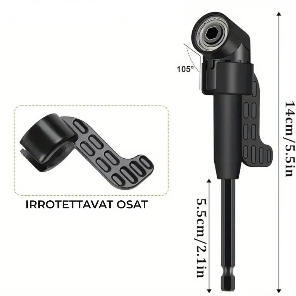 AngleDrive PRO™ 105° Kulmapora-adapteri | Saavuta ahtaat tilat vaivatta