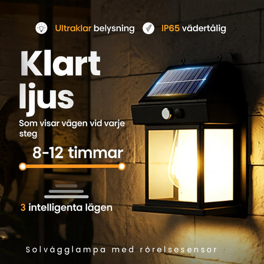 GlödVägg™ Solvägglampa med Rörelsedetektering – Ultraljust Ljus