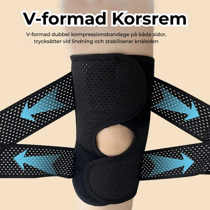 Knäskydd med Öppen Patella och V-Formade Korsremmar