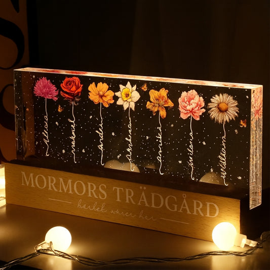 MinneBlom™ Anpassade Blommor LED-Nattlampa – Gåva till Henne