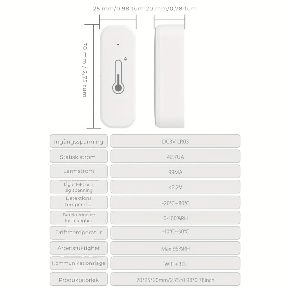 TempSense™ Wi-Fi-lämpö- ja kosteusmittari – lämpötila- ja kosteusanturi