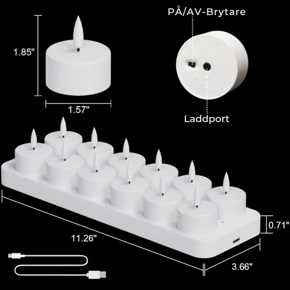 Uppladdningsbara LED-värmeljus (flameless) – Skapa levande stämning – utan brandrisk