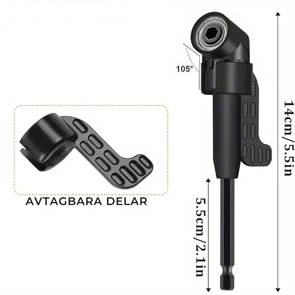 AngleDrive PRO™ 105° porauskulmasovitin | Pääsee helposti ahtaisiin paikkoihin