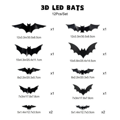 NightGlow™ LED 3D-Fladdermöss – Glödande Halloweendekor som Sticker ut