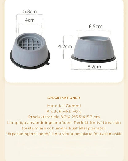 TystBas™ Iskuja vaimentavat pesukoneen jalat kodinkoneille
